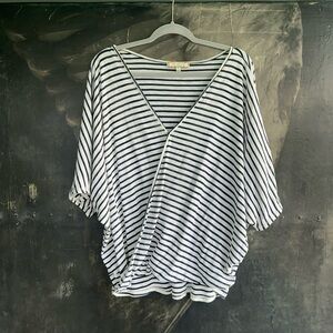 Eri + Ali Striped V-Neck Women's Top Sz M